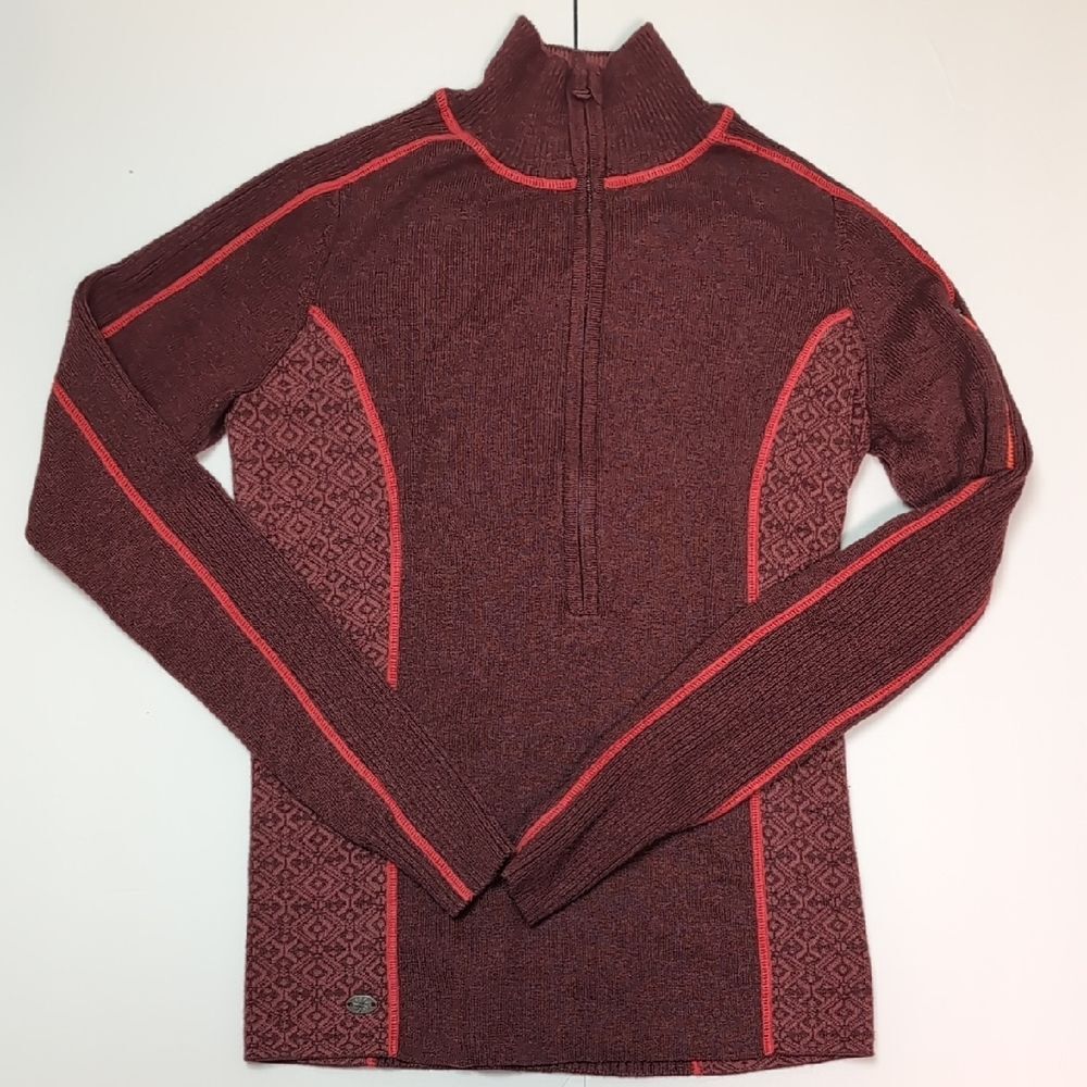 Athleta Sidestep Cherrywood Heather Half Zip Sweater